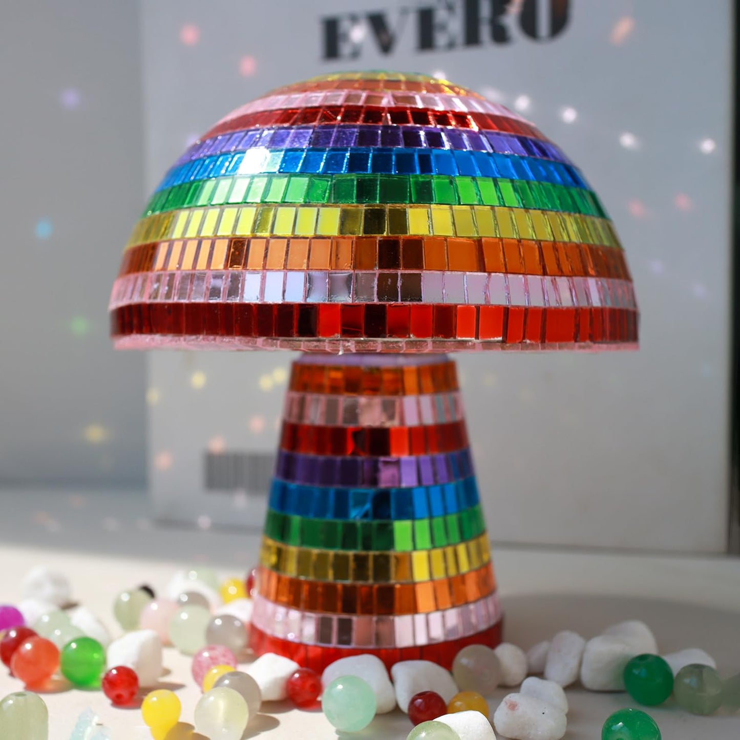 TUCAI Creative Disco Mushroom Ornament for Party, Table Decor Mirror Retro Handmade Disco Ball Mushroom Shape Home Art Decorations