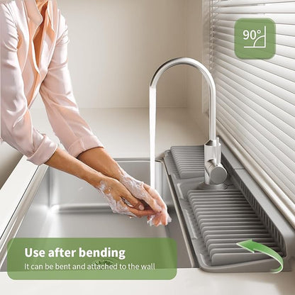 Faucet Mat for Kitchen Sink, 24 Inch Longer Silicone Sink Splash Guard