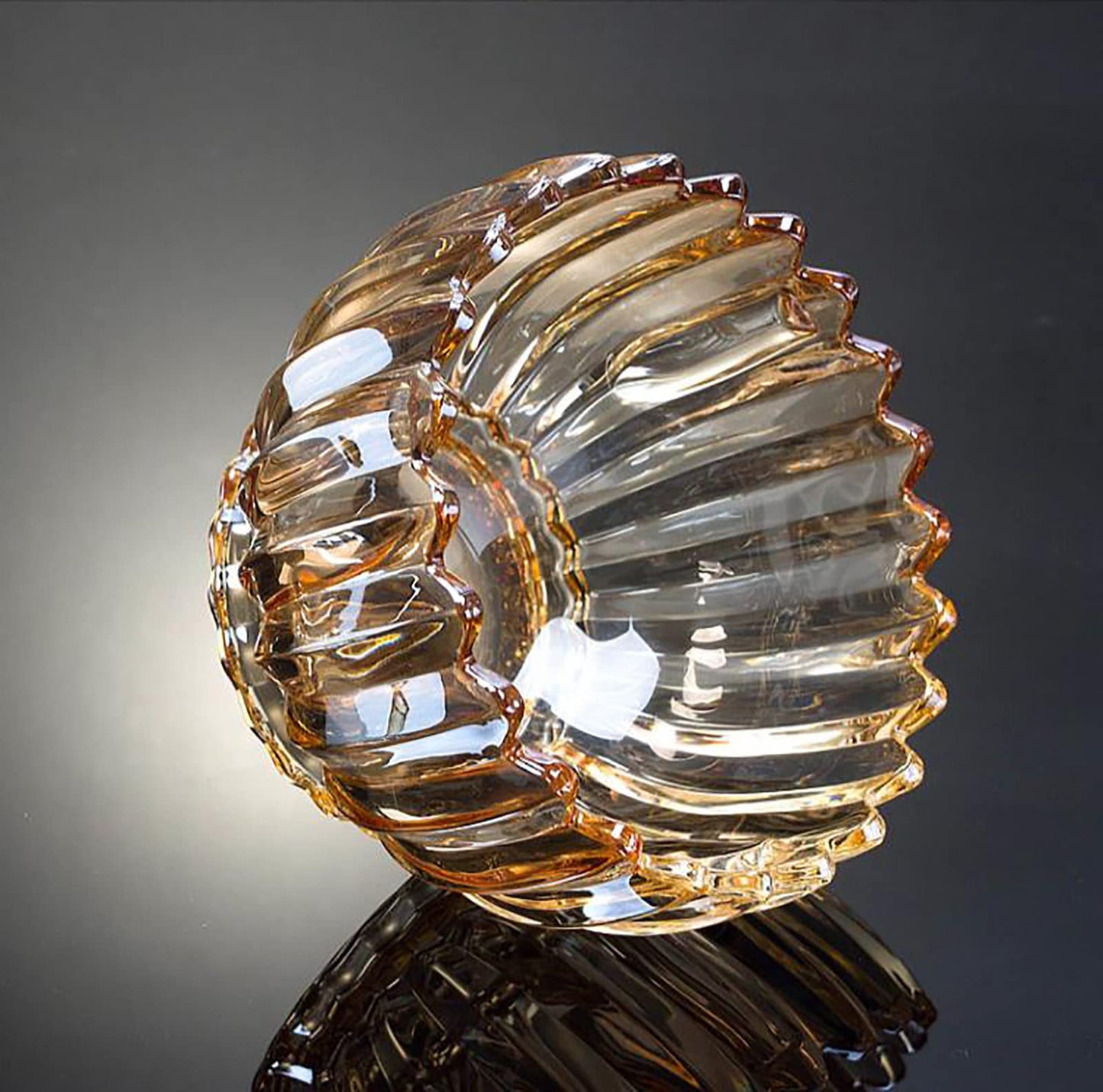 Rxcvkmw Glass Candy Plate with Cover, Crystal Candy Bowl, Fruit Plate, Decorative Bowl (Amber)
