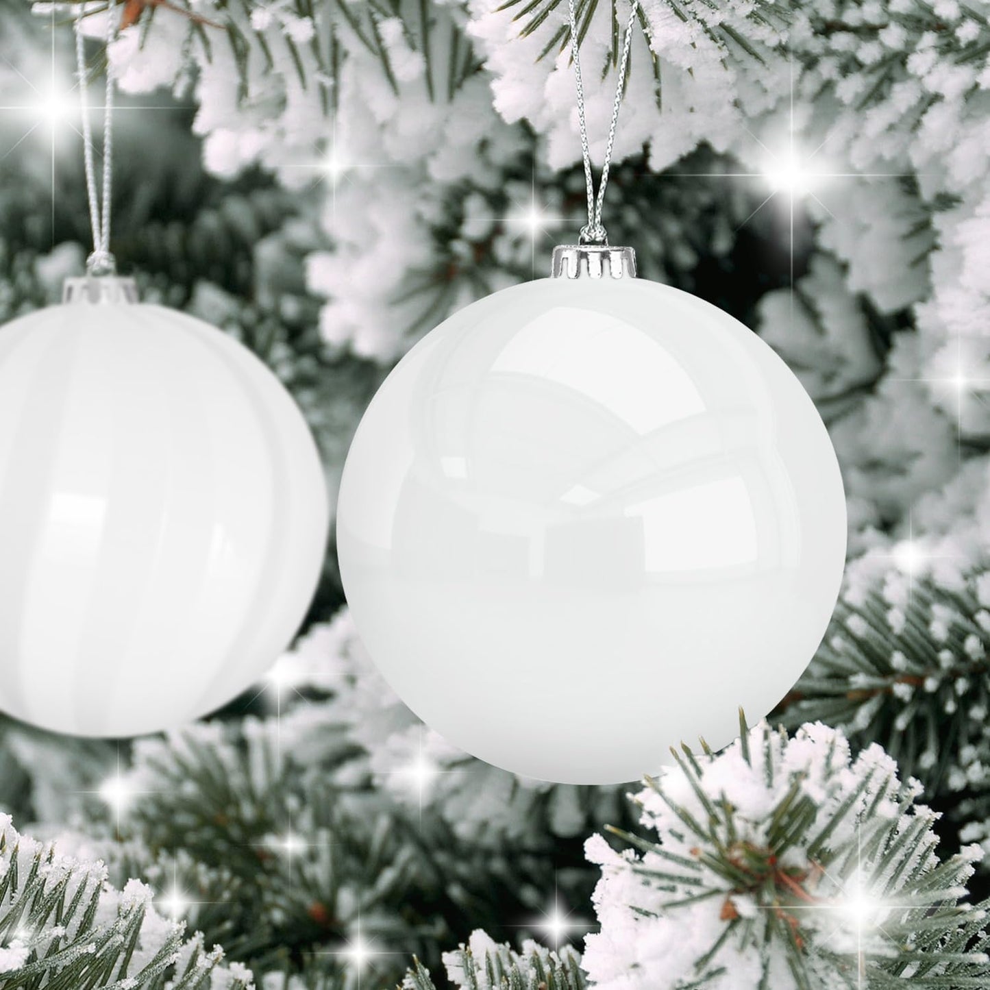 Benjia Extra Large Size Outdoor Christmas Ornaments, Oversized Huge Big Shatterproof Xmas Christmas Plastic Balls for Outside Lawn Yard Tree Hanging Decorations (6"/150mm, White, 6 Packs)