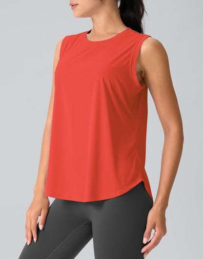 SANTINY Women's Sleeveless Workout Tops Breathable Lightweight Active Tennis Yoga Shirts Athletic Running Tank Tops for Women (Red_XS)