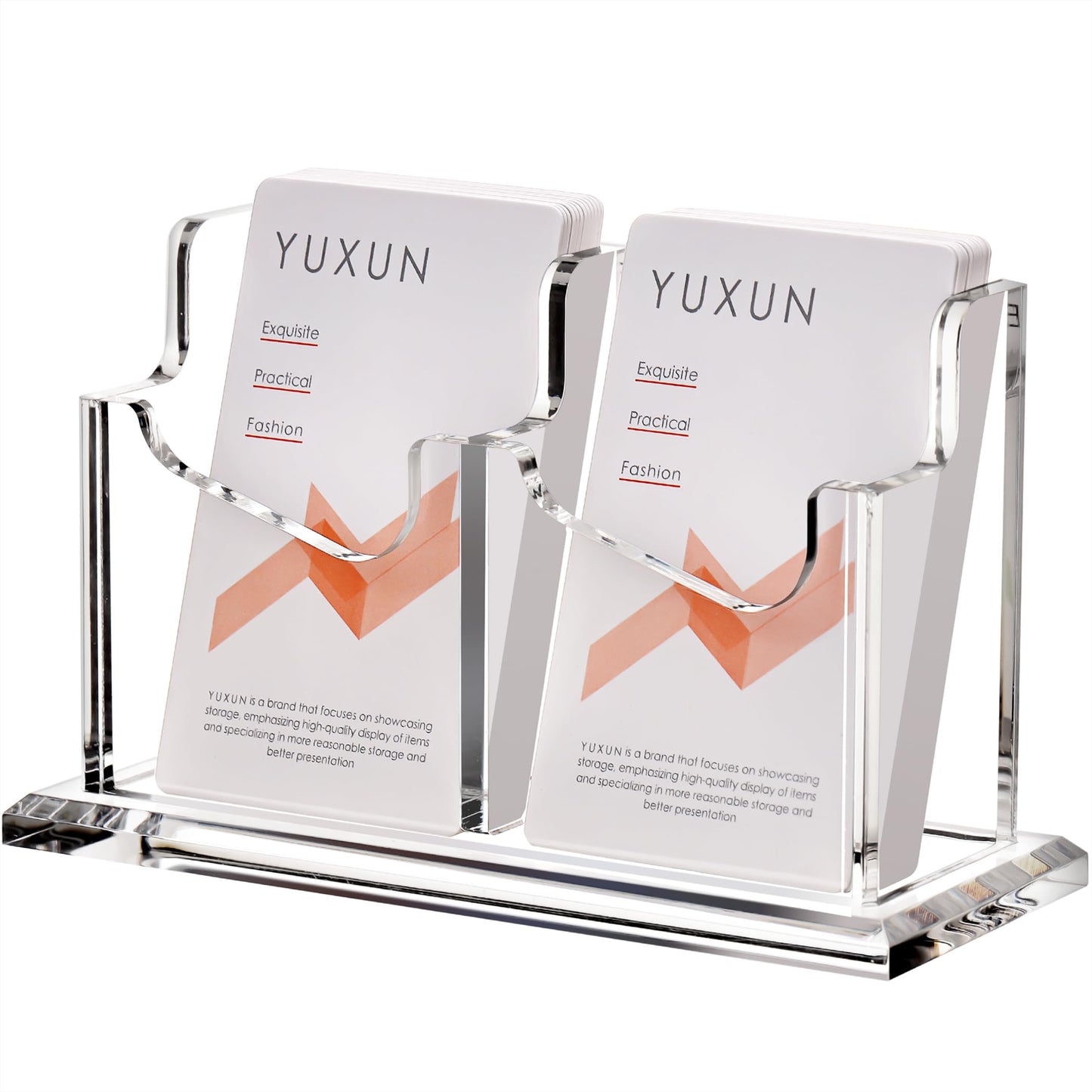 YUXUN Acrylic Business Card Holder for Desk-1 Tier 2 Slot, Vertical Business Card Holder Organizer for Women Men, Clear Business Card Display for Exhibition, Home, Office