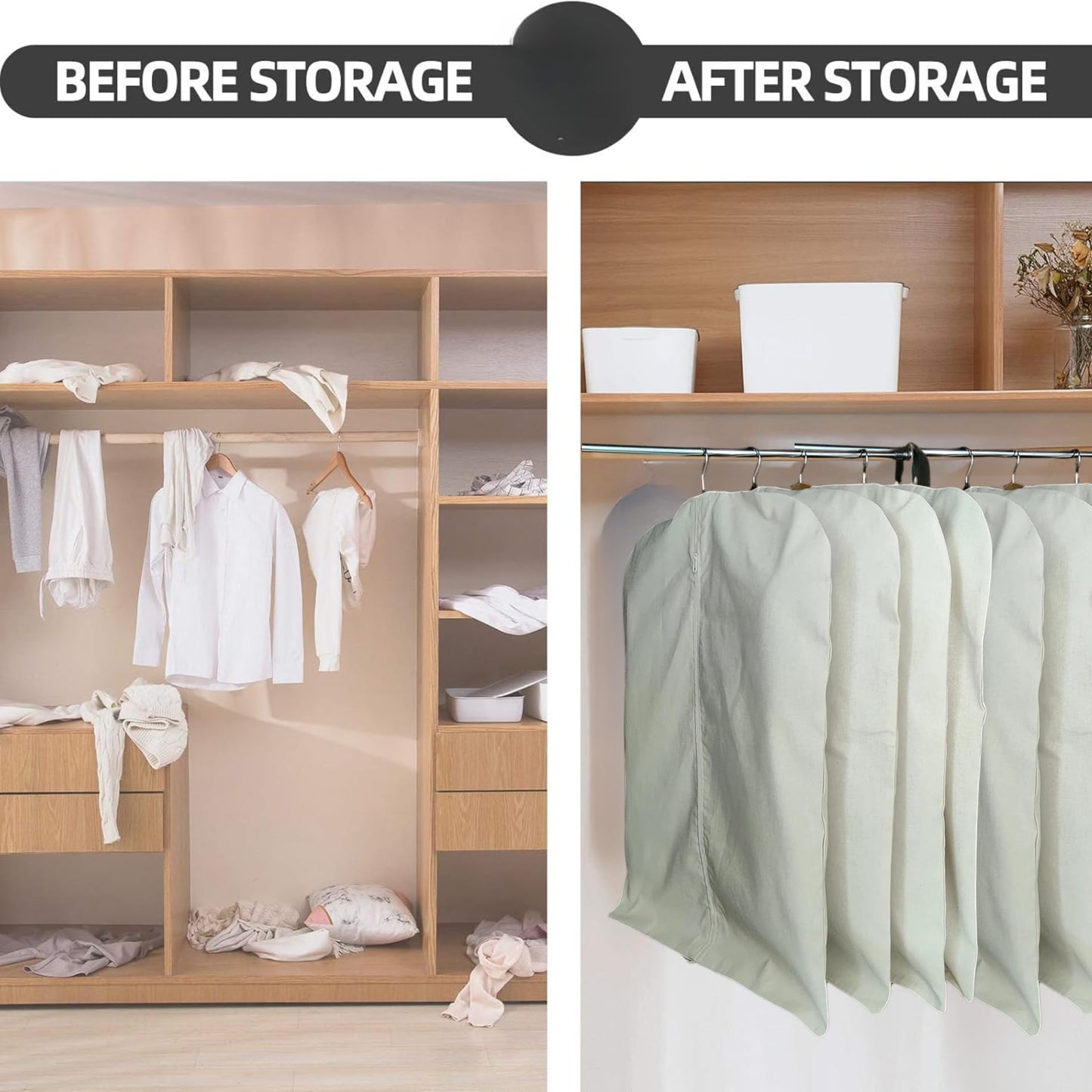 Forever Cotton Premium 100% Cotton Garment Bags – 40" Off-White Canvas Suit Cover with YKK Zipper – Moth Protector, Breathable, Machine Washable, Cover for Coats, Dresses, Jackets & Travel
