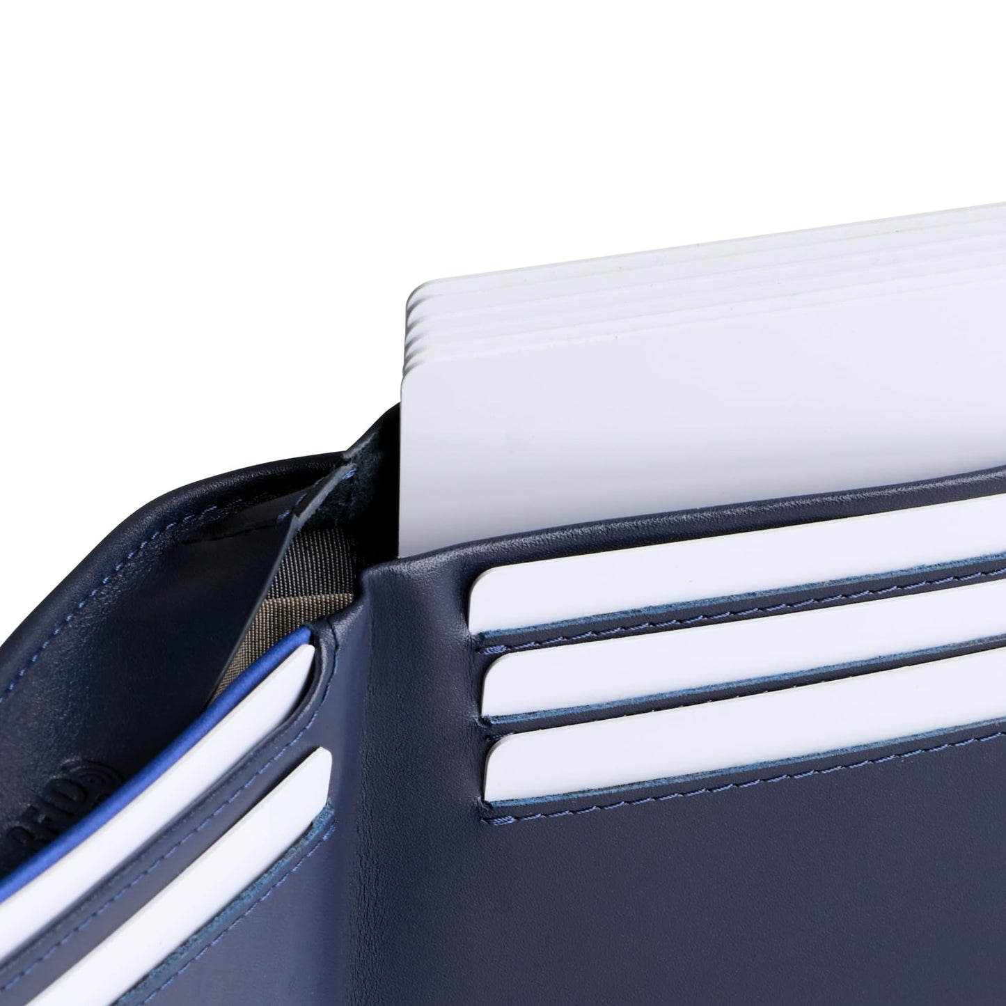 Bellroy Hide & Seek, slim leather wallet, RFID editions available (Max. 12 cards and cash) - Navy