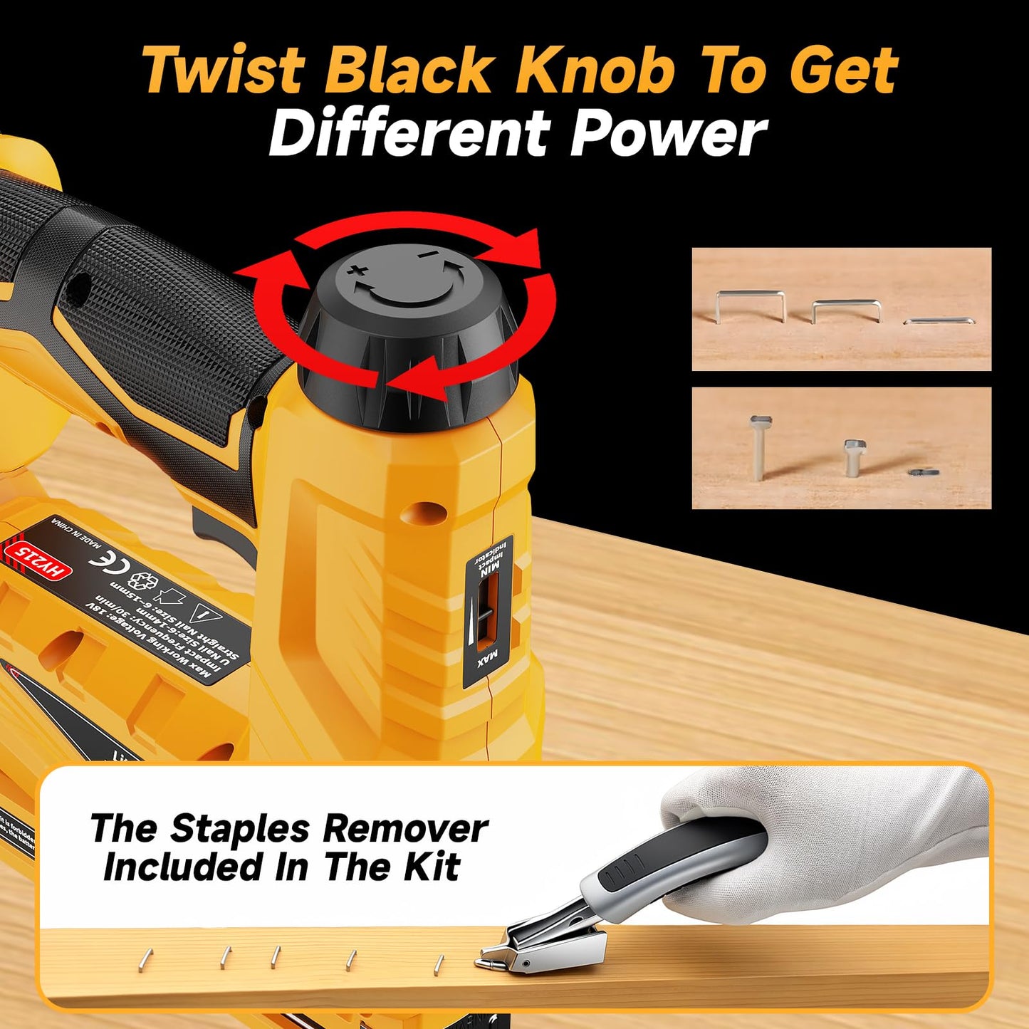 Cordless Nail Gun for Dewalt 20V Battery (No Battery), 2-IN-1 Electric 18GA Brad Nailer & T50 Crown Stapler, Battery Powered Staple Gun with 1000 Staples and 1000 Nails for Woodworking & Family DIY