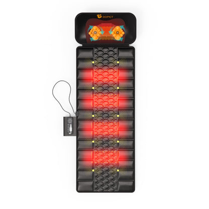 Massage-Mat, Detachable Neck Massager, Full Body Vibration Heating, Massage Pad with 10 Vibrating Motors and 9 Speed Settings for Home Office Use, Black