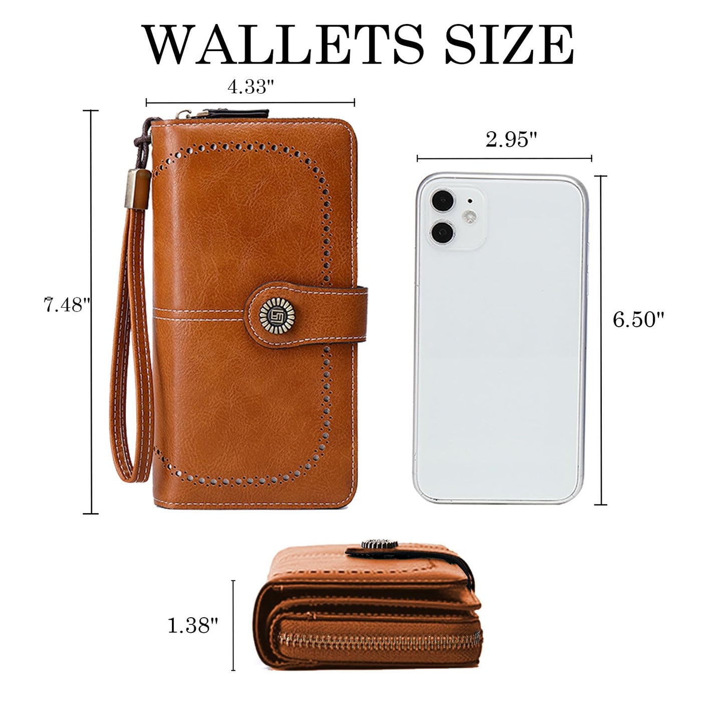 YAPAIOU Wallets for Women Leather Large Capacity Credit Card Holder Bifold RFID Blocking for Women with Pocket ID Window(Brown)