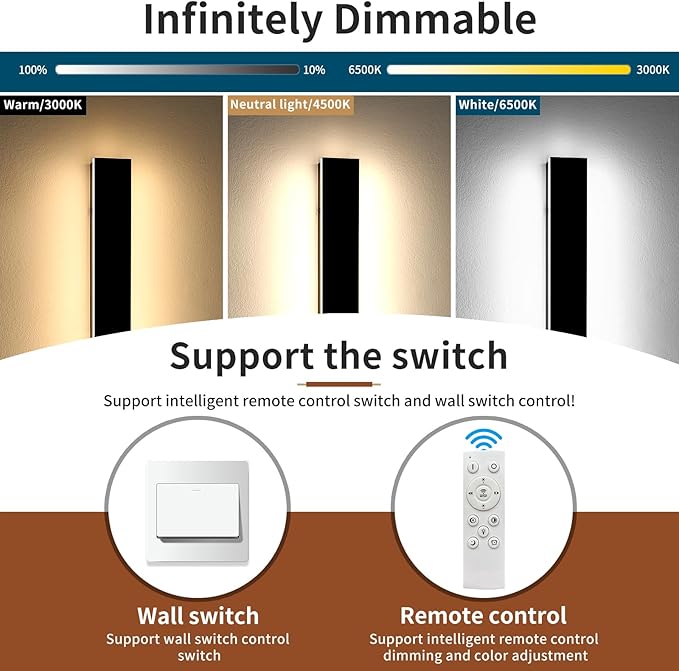 31.4inch Outdoor Wall Lights, Modern Outside Linear Wall Light, Dimmable 3000K-6000K, LED Outdoor Lights, IP65 Waterproof, Black Exterior Wall Sconce for House Doorway Patio Garden with Remote Control