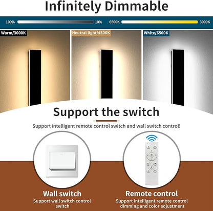 Outdoor Long Wall Light, 59inch LED Wall Mounted Sconces, 3000K-6000K Dimmable, Modern Lighting Fixture IP65 Waterproof Exterior Wall Light for Courtyard, Hallway, Garage with Remote Control