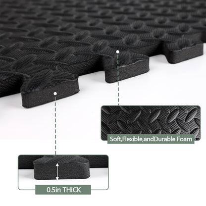 WAWINY 96 Sq Ft (24 Tiles) Interlocking Exercise Mats, EVA Foam Kids Play Mats for Home Gym, Yoga, Playroom, Non-Slip Flooring Tiles