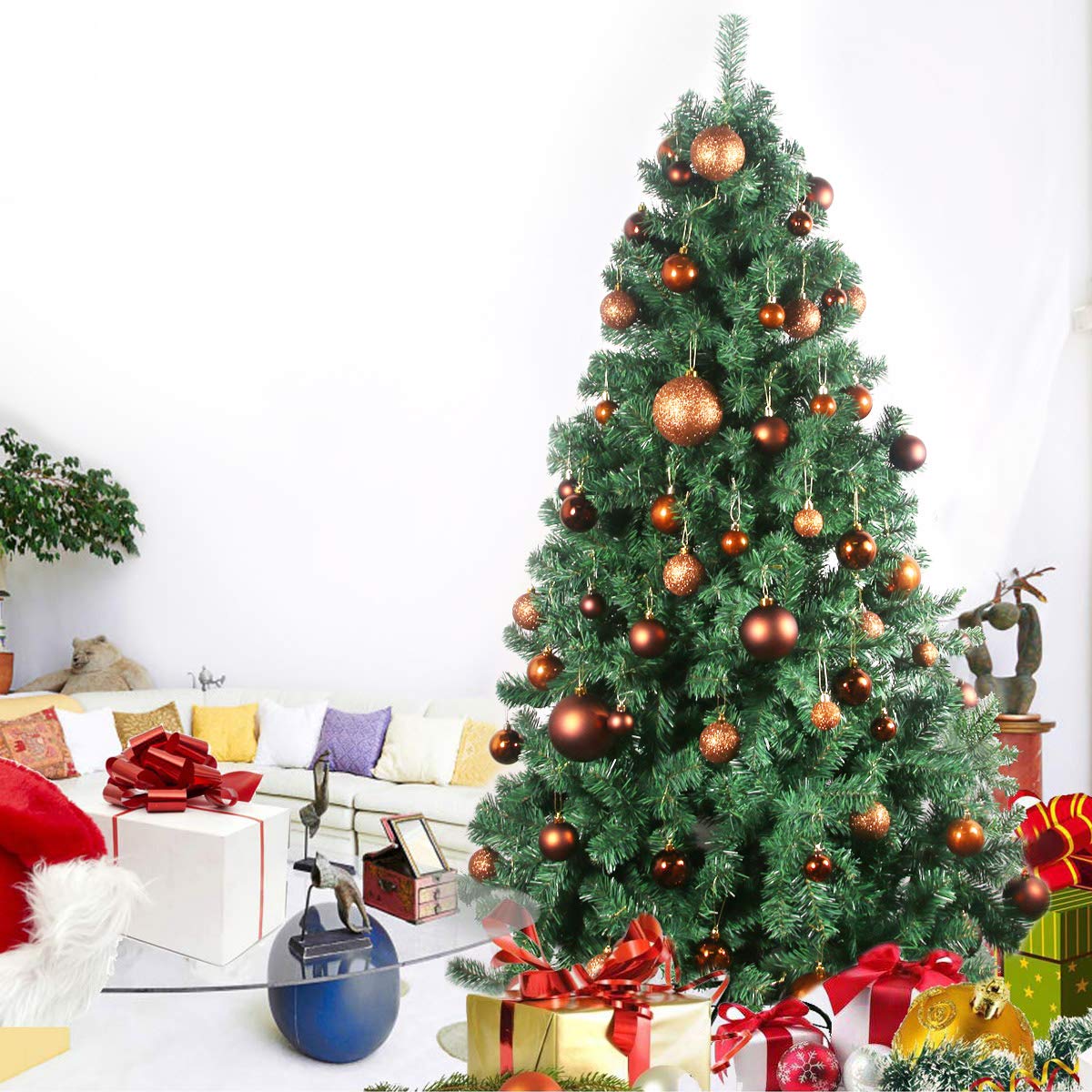 Bronze 3.2" Large Christmas Balls - Christmas Tree Decoration Ornaments Shatterproof Hanging Balls for Birthday Halloween Holiday Wedding Decorations Set of 24pcs