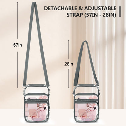 Blvornl Clear Crossbody Bag with Adjustable Shoulder Strap, Stadium Approved PVC Purse Bag, Messenger Bag