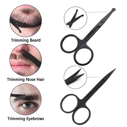Beard Shaper, Beard Shaping Tools, Include Beard Template Guide, Professional Straight Edge Razor, 10 Count of Double Edge Blade, Barber Pencil, Beard Comb, 2 Stainless Steel Scissors, CUKBLESS