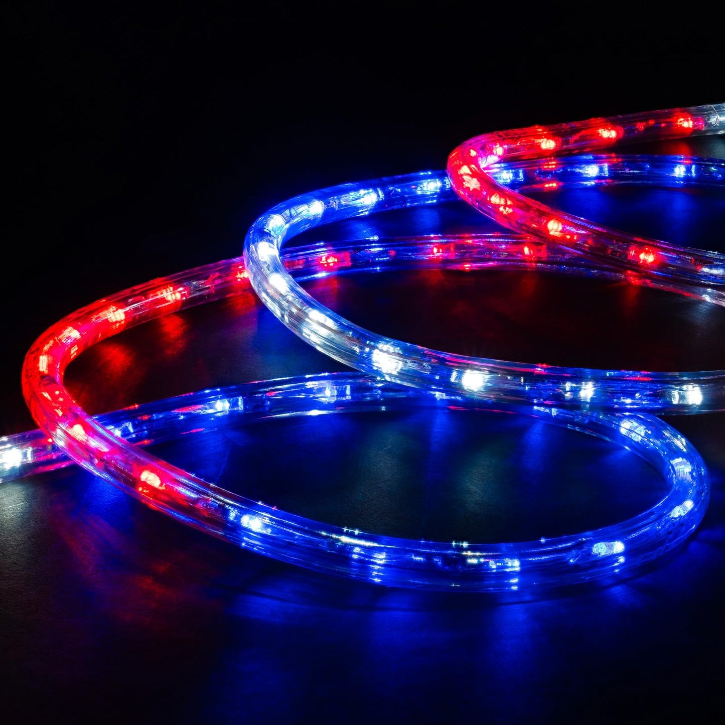 WYZworks 576LEDs, 50ft LED American Flag Red White Blue Outside Rope Lights, Waterproof Permanent Outdoor ETL Certified, Connectable, Palm Tree Decorative Landscape Patio Accent Lighting - USA