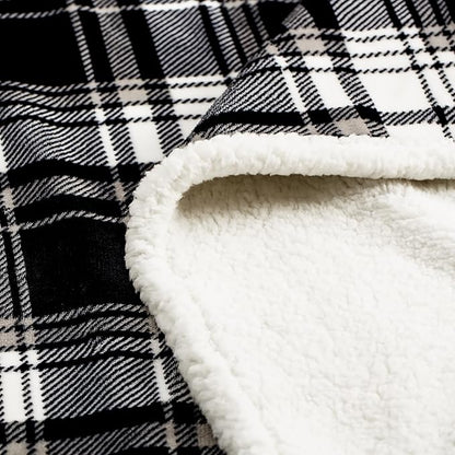 Touchat Sherpa Plaid Throw Blanket,Fleece Flannel Plush Twin Size Microfiber Blanket for Couch Bed Sofa,Fuzzy Fluffy Cozy Soft Blanket(60" X 70", Plaid Black)