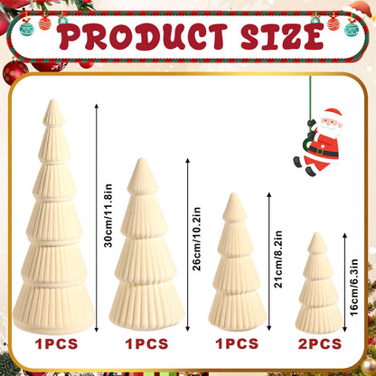 5 Pieces Christmas Velvet Trees Set Modern Christmas Decor 4 Szies Christmas Velvet Cone Trees Table Decoration Winter Decoration for Entryway Mantle Farmhouse(Creamy White)