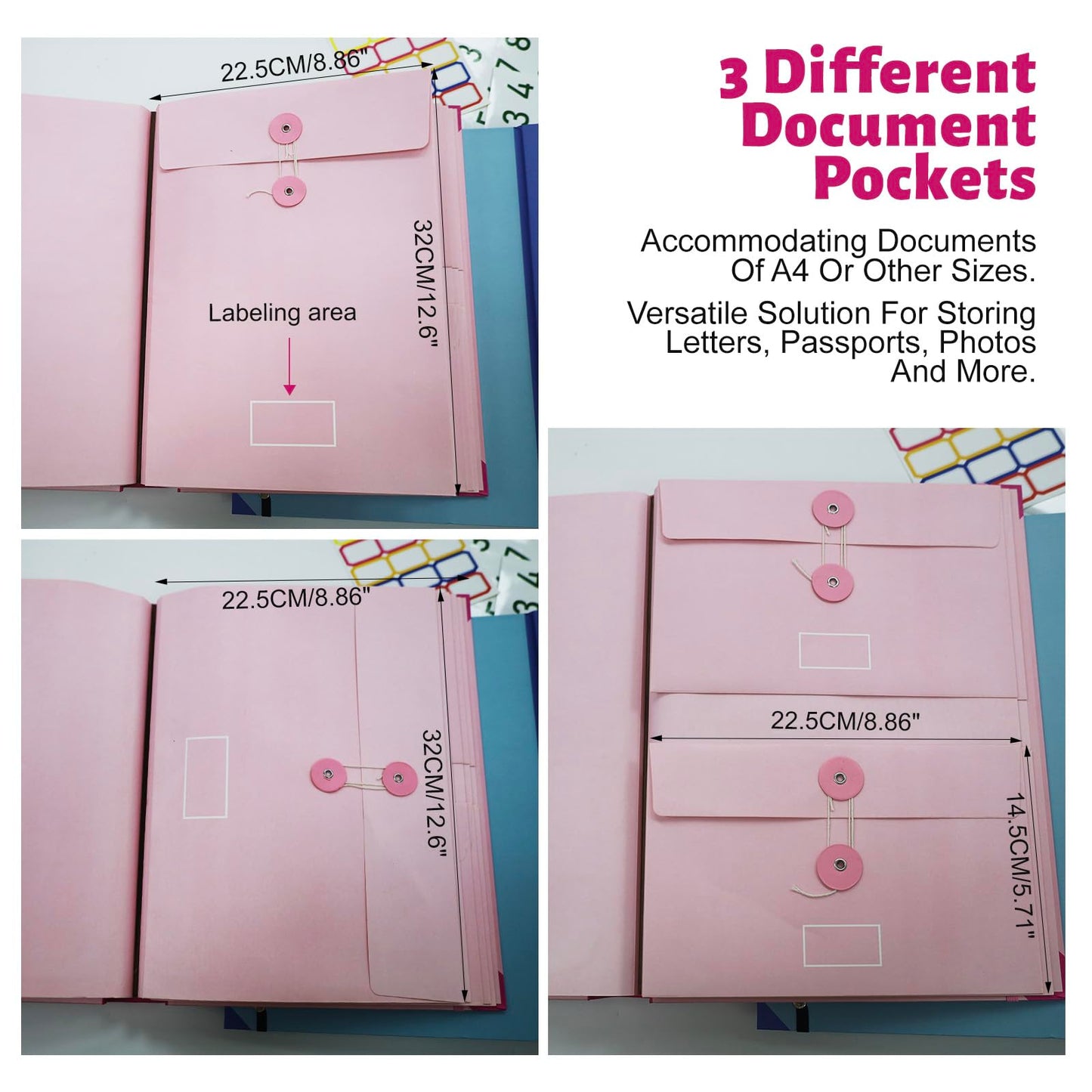 MAKUANG Document Organizer,Folio Folders with Pockets,File Organizer for Paper,Important Documents, Expanding File Folder for Office and School,in Case I Go Missing Binder(Pink,2In Thick)