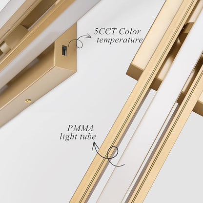 55" Long Vanity Light Gold Bathroom Wall Light Fixtures Long Vanity Lights Over Mirror Lighting Lamps Dimmable Bathroom Wall Mount Lighting Over Vanity Mirror