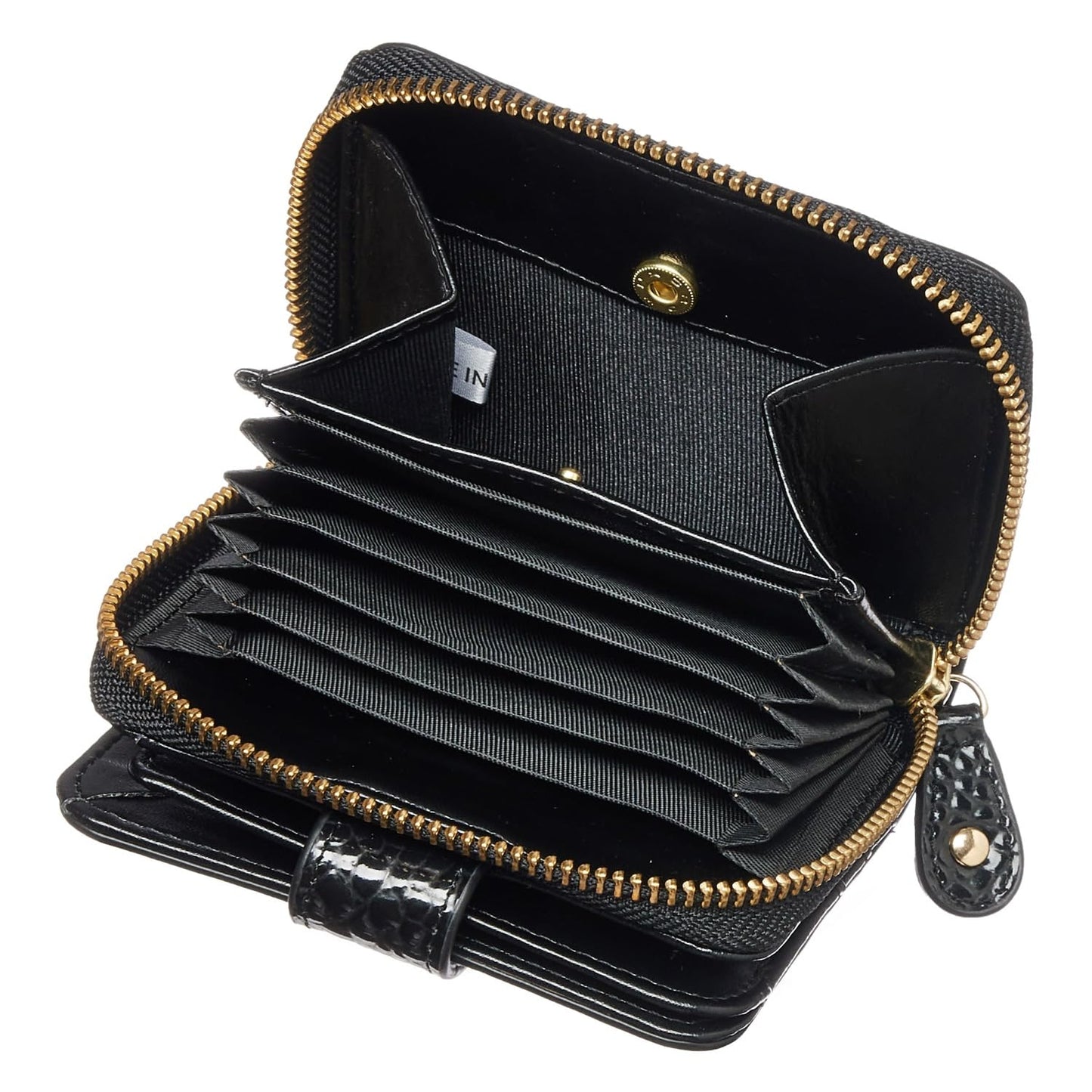 VOICE Align mini type Bi-Fold Wallet wallet Leather made by TUSCANIA in Italy Cowhide ART.GRETA Women's Elegant, easy-to-use and beautiful In gift box(Black)