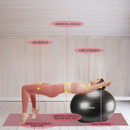Yoga Ball Chair with 65cm Exercise Ball & 2 Resistance Bands, Stability Base for Home Office, Yoga, Pilates & Fitness, Balance Ball for Posture, Core Strength & Low Impact Workouts