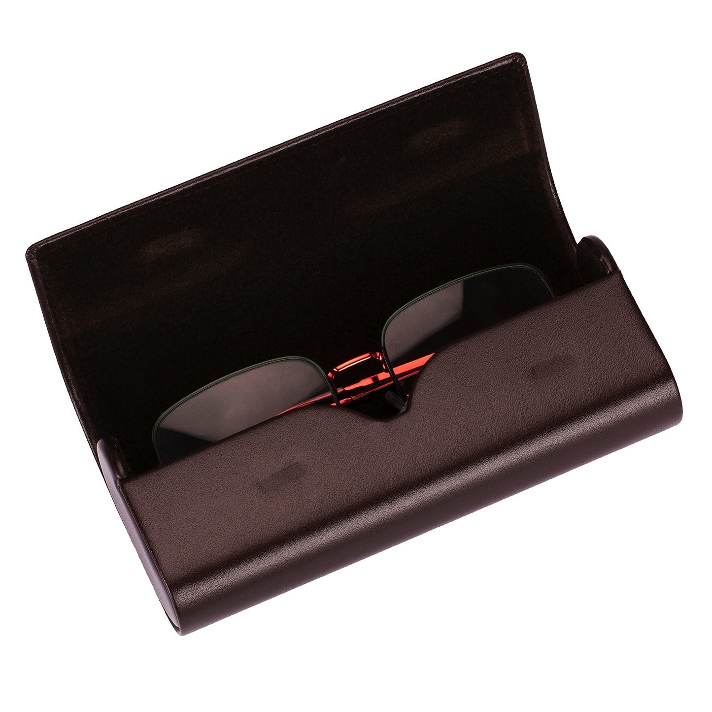 Vemiss Hard Shell Eyeglass Cases, Lightweight Portable Glasses Case for Women Men (Z-brown)