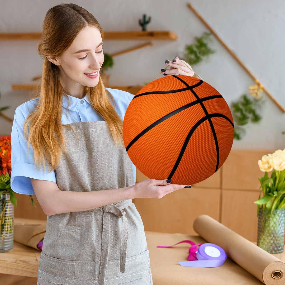 Beabes Welcome Front Door Sign Decor Basketball Pattern 12in Wooden Sign Suitable for Home/Wall/Porch Decoration