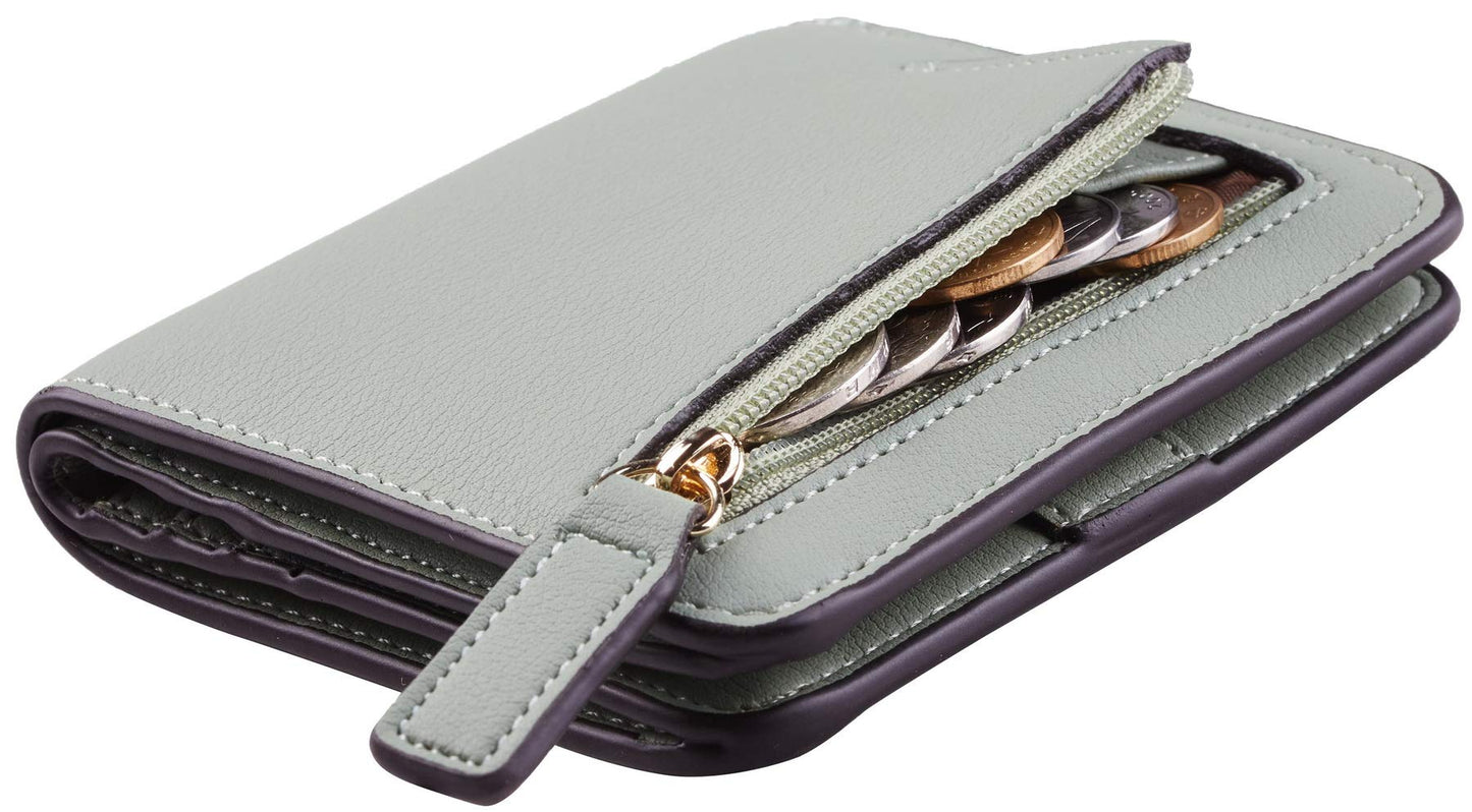 Toughergun Women’s Small Slim Leather Wallet with RFID Protection, Compact Bifold Mini Purse with Clear ID Window