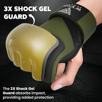 WYOX Gel Boxing Hand Wraps Inner Gloves for Men & Women, 80cm Quick Wrist Straps, Padded Knuckle Protection for Muay Thai Kickboxing, Hand Wraps for Boxing & Martial Arts (Army Green, L/XL)