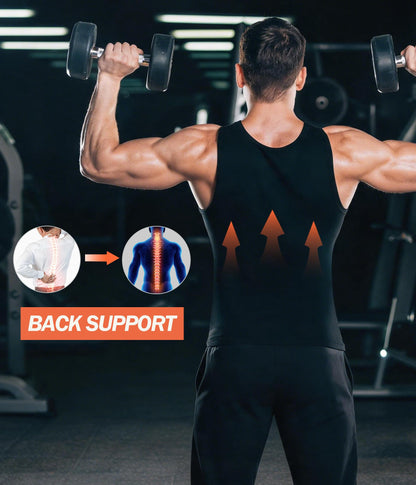 Sauna Vest for Men Waist Trainer Sauna Shirt for Men Zipper Sweat Belt Tank Top for Belly Fat(BG L/XL)
