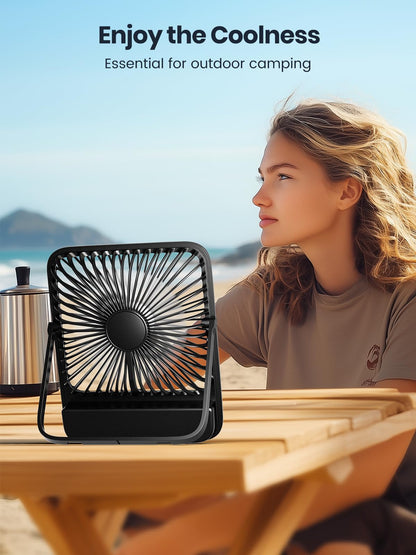 Warmco 10000mAh Portable Travel Fan 7-inch, [10-24H Runtime] Ultra-thin Digital Display Mini Desk Battery Operated Fan for Bedroom, Camping, Cruise Essentials 2025