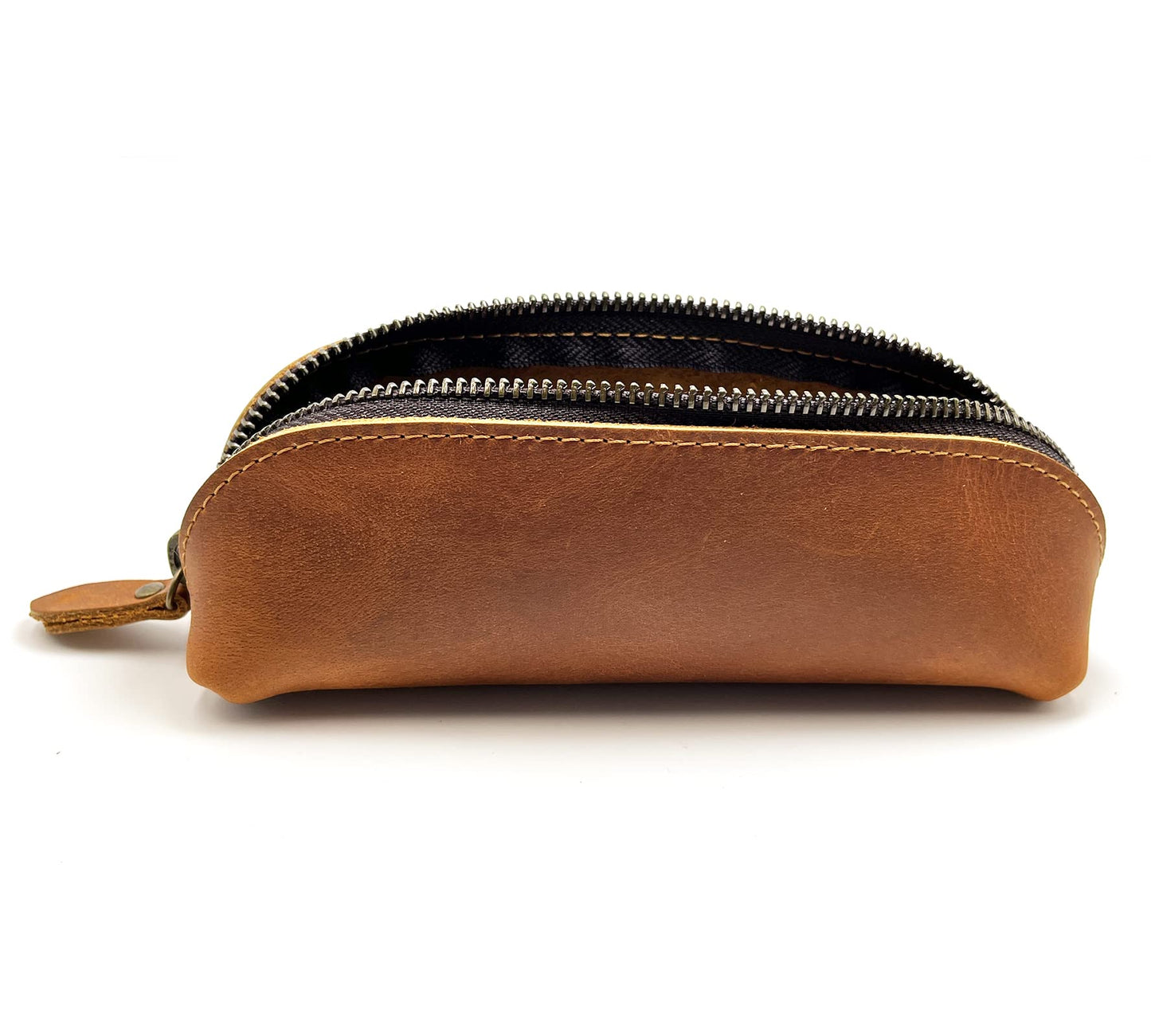 Craoopii Leather Pen Case Pencil Bag Pouch With Zipper Pen Holders Handmade Genuine Leather For Men Women Businessmen And Artists Home Work Office (Brown)