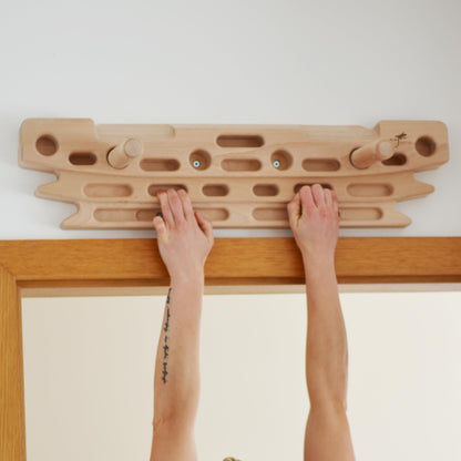 GRIPNATIC FingerPeg 1.0 Hangboard – Fingerboard Training Board for Climbing with Pull-Up Bars – Sleek Wooden Climbing Board with Ergonomic Design – Supports up to 265 lbs