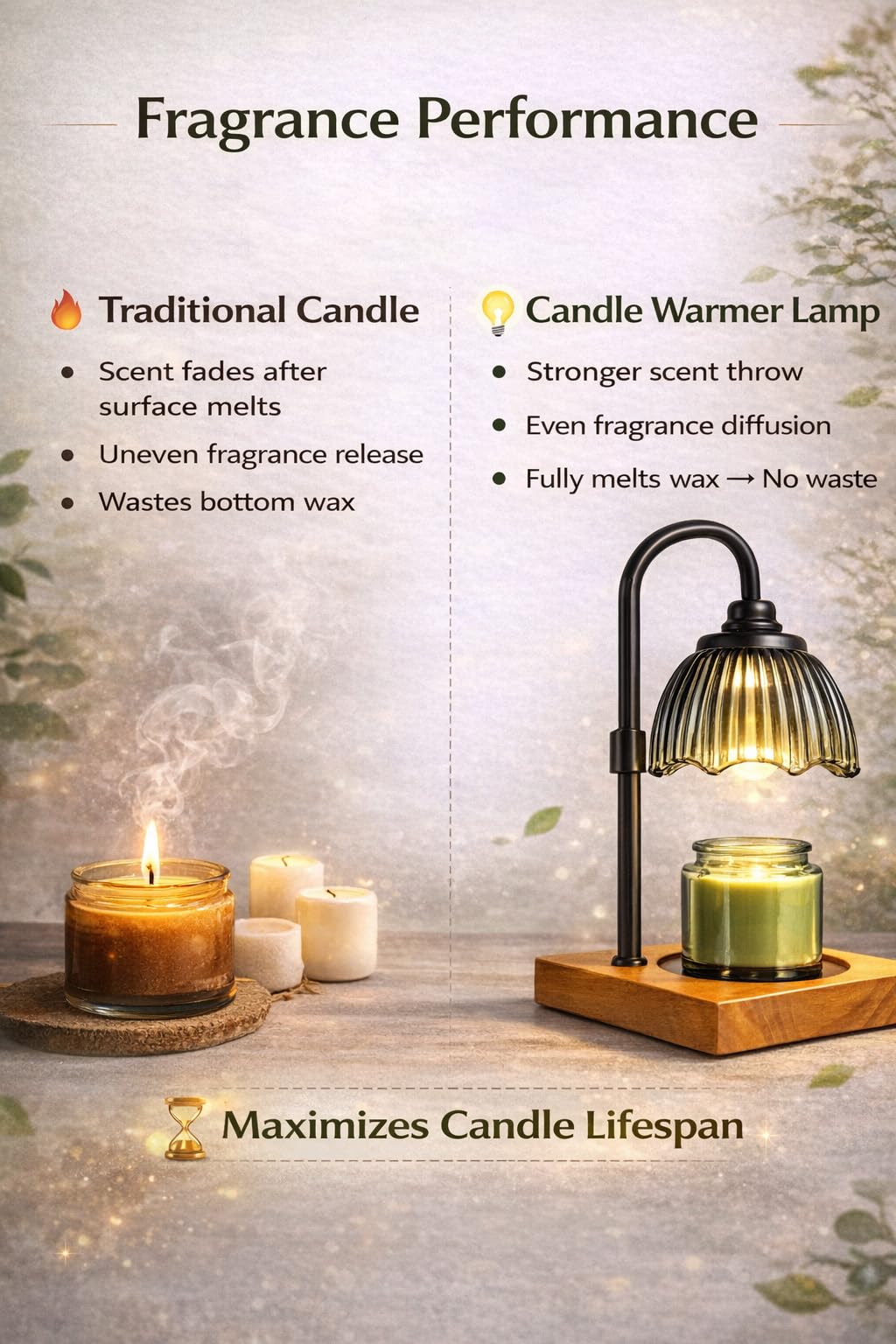 Candle Warmer Lamp, Candle Warmer for Jar Candles with Timer Dimmer & Adjustable Height, Flameless & Safe, Wood Base, 2 Bulbs Included – Home Decor for Bedroom & Relaxation, Housewarming Gift