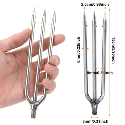 FREGITO Fishing Harpoon Stainless Steel Fishing Barbed Spear Gig Gaff with 8mm Screw for Outdoor Fishing Landing Large Fish Frog