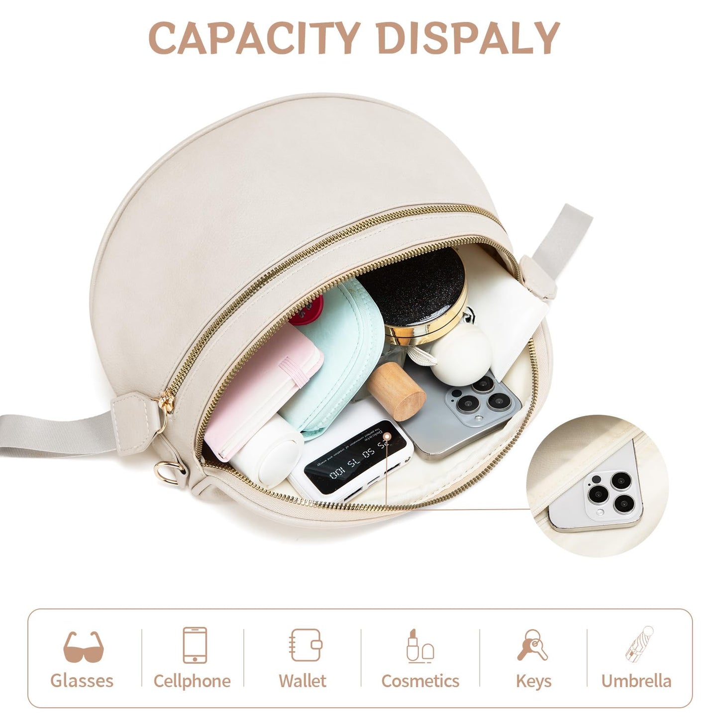oscaurt Leather Crossbody Bag Bum Bag for Women Large Sling Bag Cross Body Purse Shoulder Handbag Fanny Pack