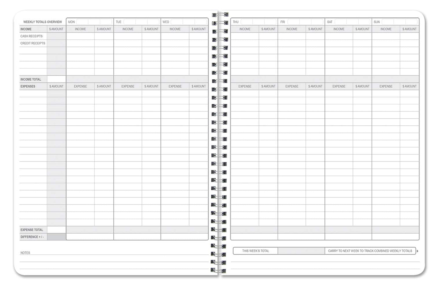 BookFactory Income and Expense Log Book/Tracker/Small Business Ledger Book/Accounting & Bookkeeping Ledger Log Book/LogBook 108 Pages - 8.5'' x 11'' Wire-O (Made in USA)