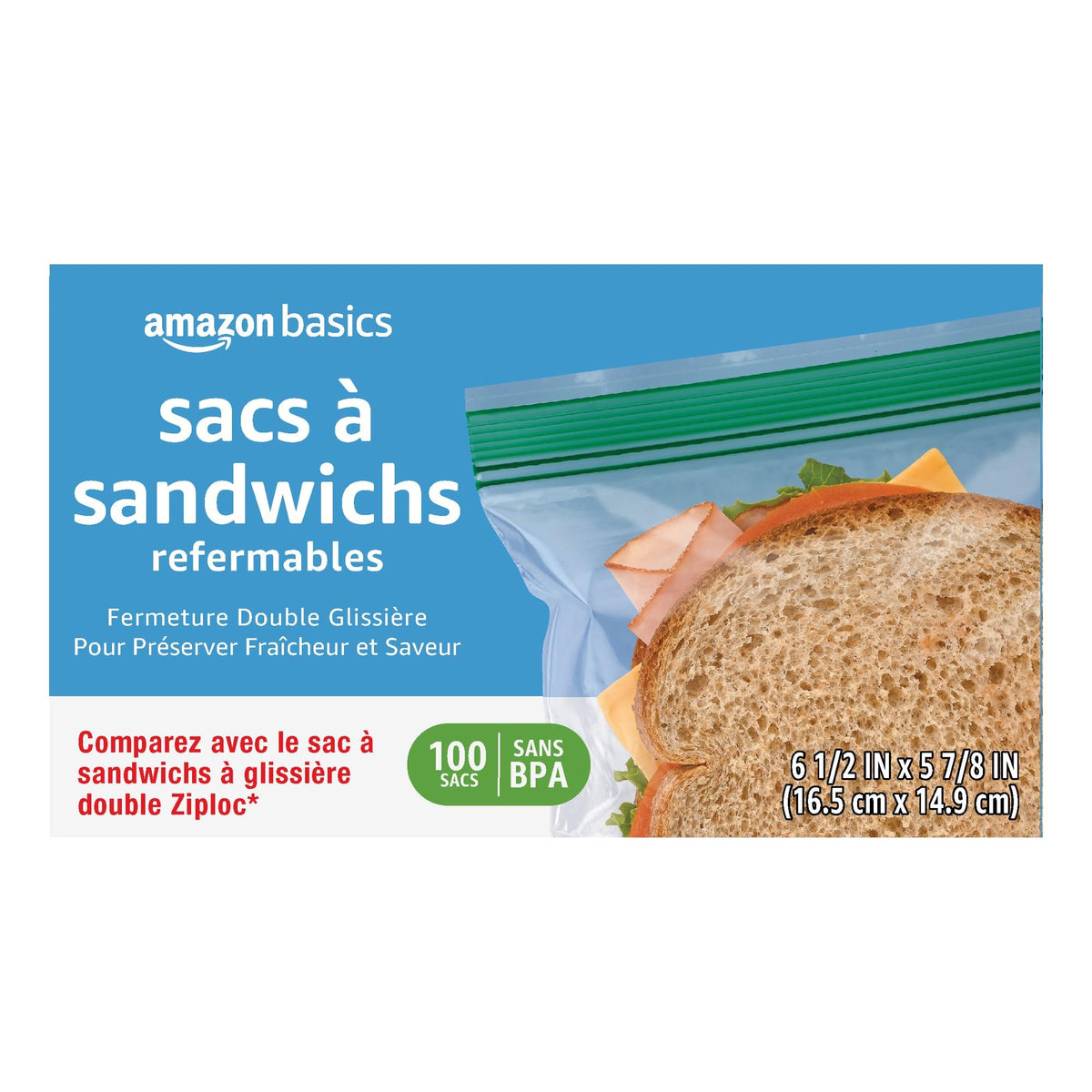 Amazon Basics Sandwich Storage Bags, 300 Count (Previously Solimo)