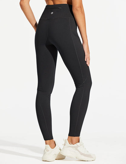 ZUTY Fleece Lined Leggings Women Water Resistant Winter Thermal Insulated High Waisted Hiking Leggings Pockets Plus Size