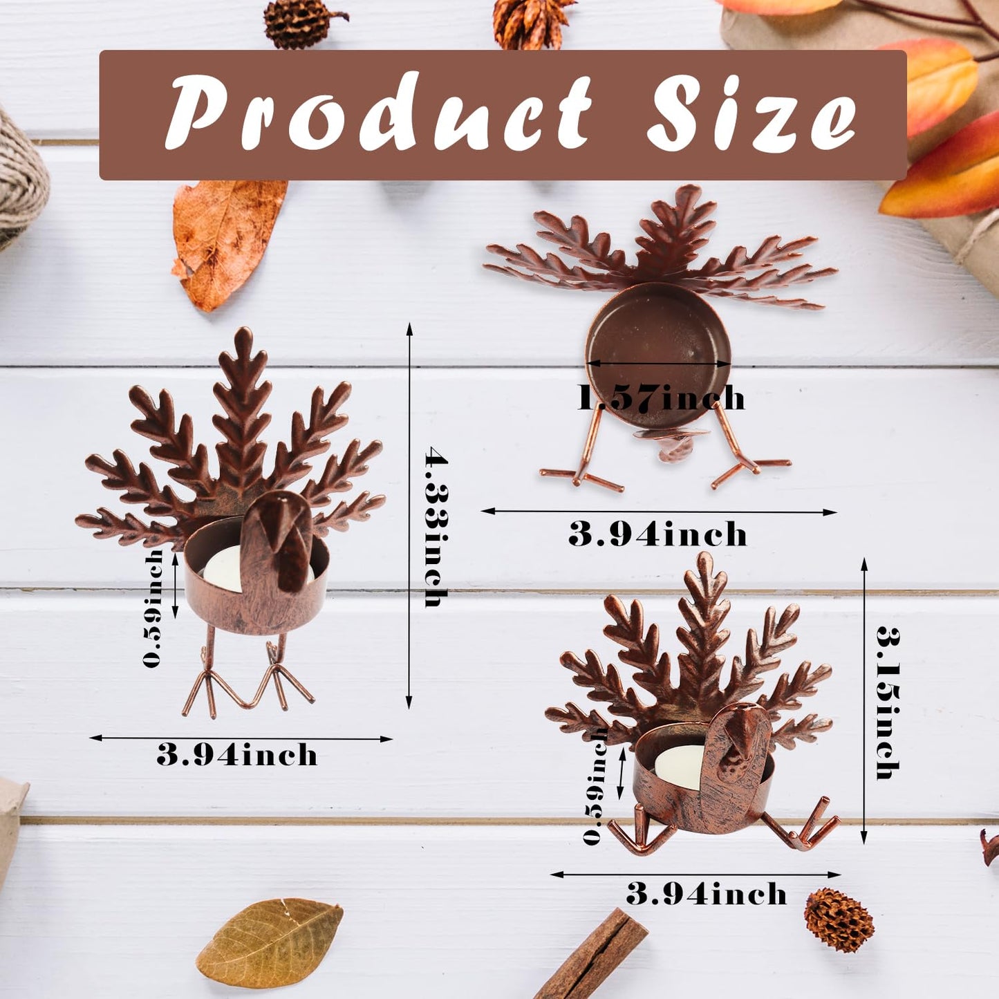 6 Set Thanksgiving Table DecorTurkey Tea Light Candle Holders Centerpiece, Fall Decorations,Christmas