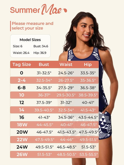 Summer Mae Blouson Tankini Swimsuits for Women 2026 Tummy Control Two Piece Bathing Suits with Sporty Pockets Swim Shorts Pink-Blue Jungle Size 6