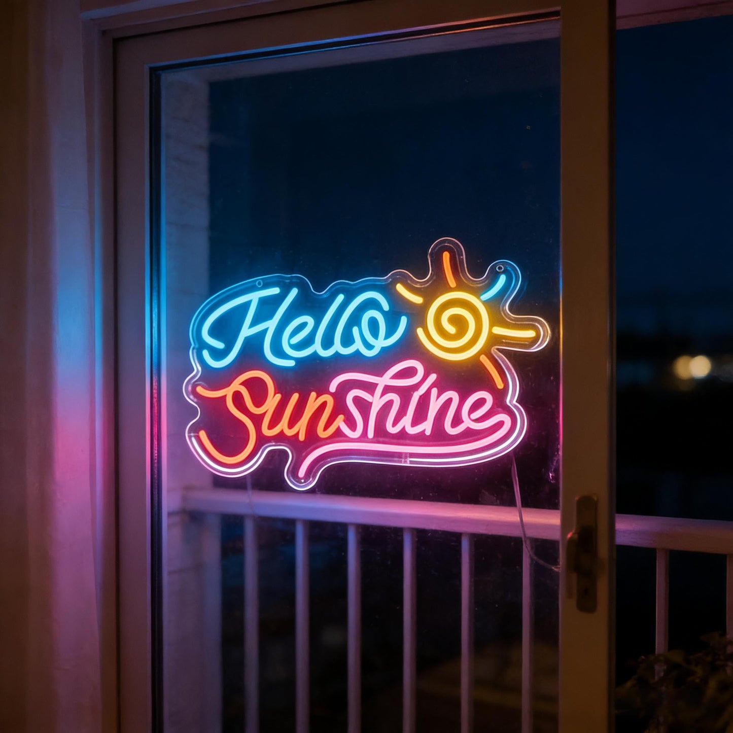 Hello Sunshine Neon Sign, LED Light Up Decorative Sign, USB Powered Dimmable Neon Light, Home Bedroom Living Room Kitchen Window Wall Decor, Cheerful Art Decor Gift for Kids Teens Adults Friends