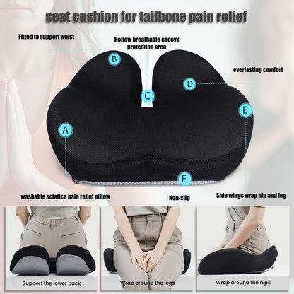 CXC Memory Foam Cushions for Office Chair – Pressure Relief Seat Cushion for Desk Chair, Car, Wheelchair, Hip & Tailbone Pain Relief Cushion for Lxx`ong Sitting, Non-Slip (Black - 3D Breathable Mesh)