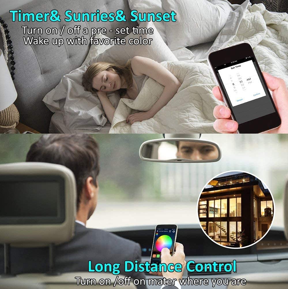 MIHEAL Led Light Strip, WiFi Wireless Smart Phone Controlled 65.6ft Waterproof Strip Light Kit White Band 5050 LED Lights,Working with Android and iOS System,IFTTT