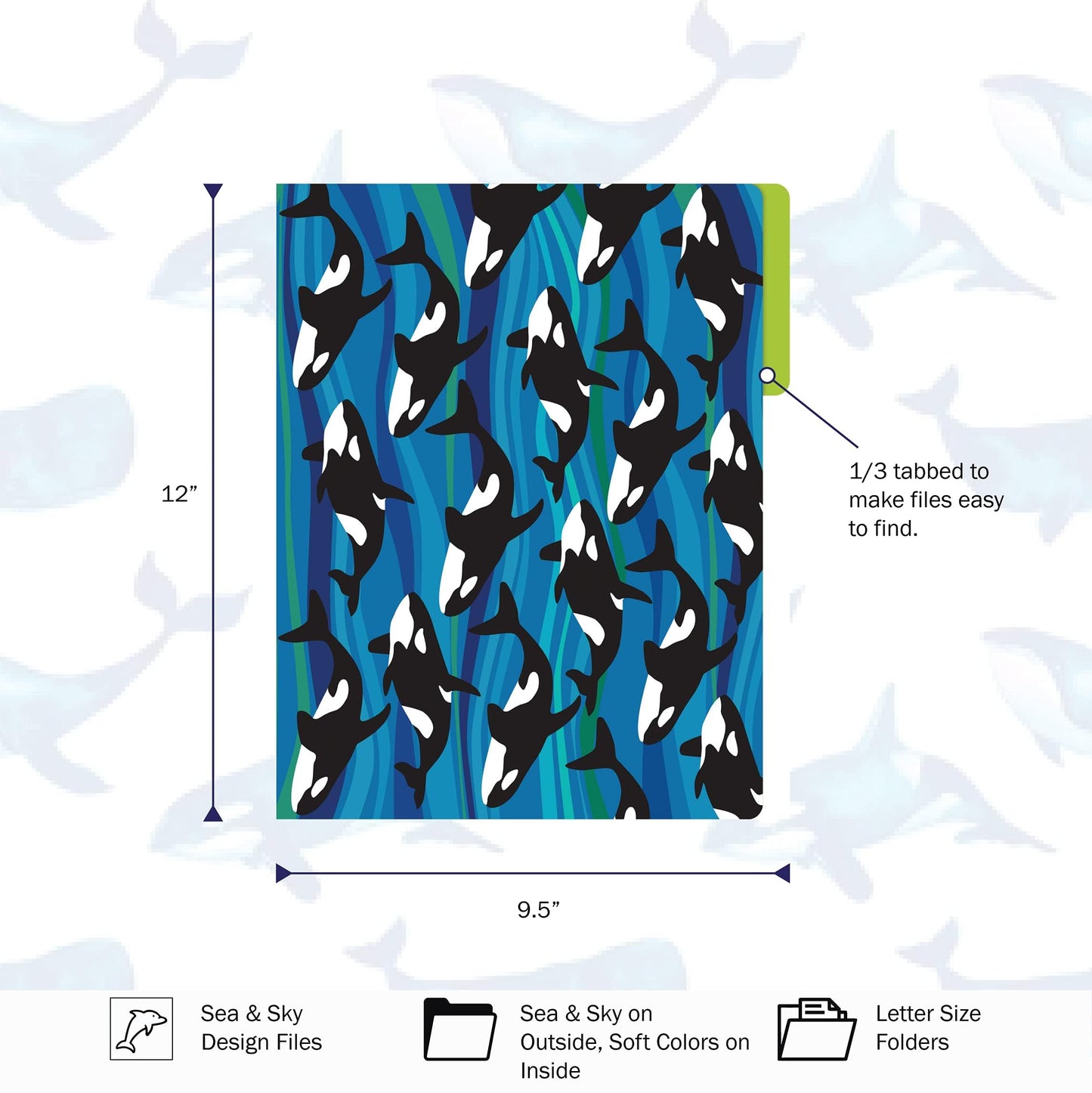 Barker Creek Sea & Sky File Folders Now on Durable 14pt Stock, 12/PK, Letter Size, 1/3 Cut Tabs, Reversible, Home, School and Office Supplies (2015)