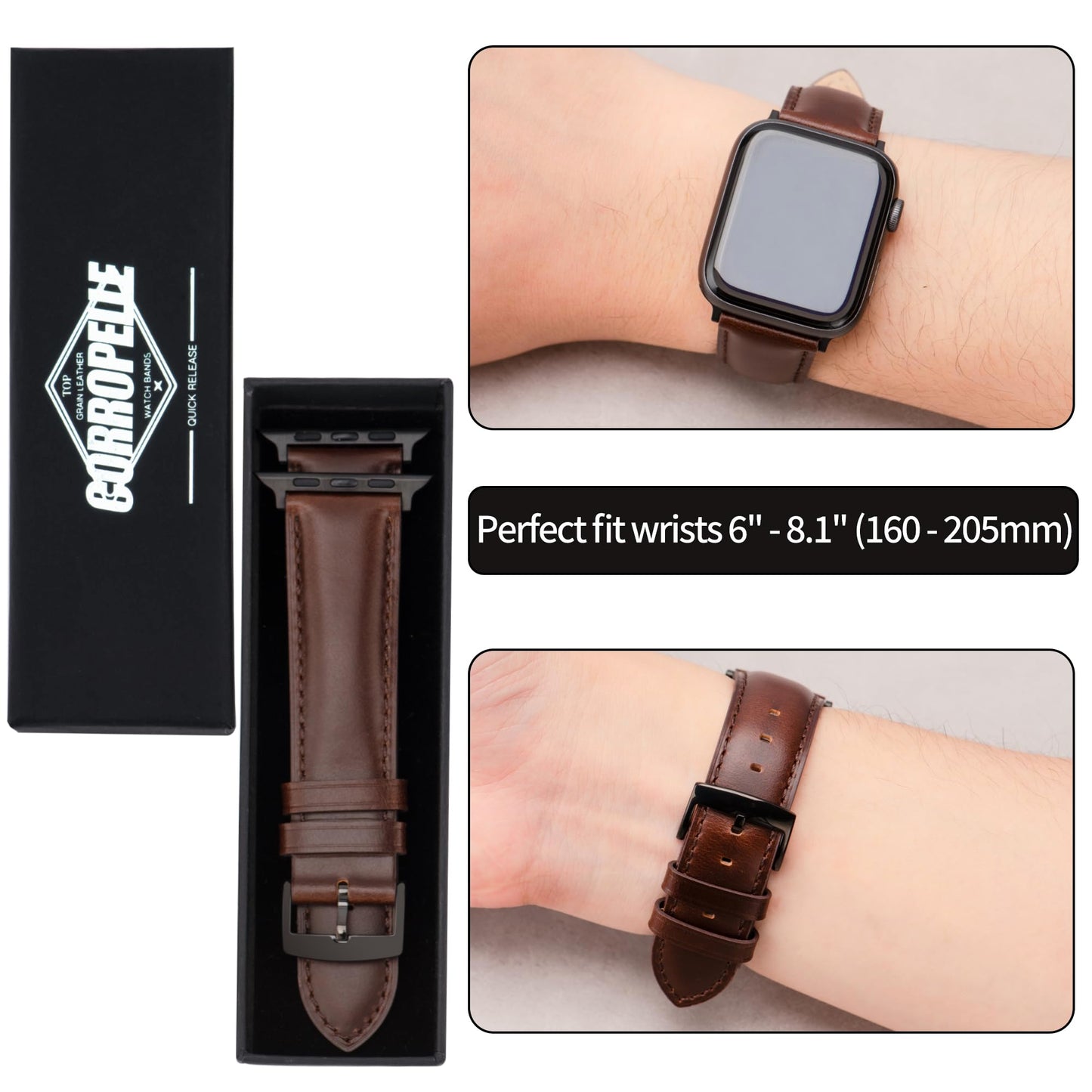 CORROPELLE Leather Watch Bands Compatible with Apple Watch 42mm 41mm 40mm 38mm for Men Women, Top Grain Genuine Leather Straps Replacement Band for iWatch Series 11 10 9 8 7 6 5 4 3 2 1 SE3 SE2 SE