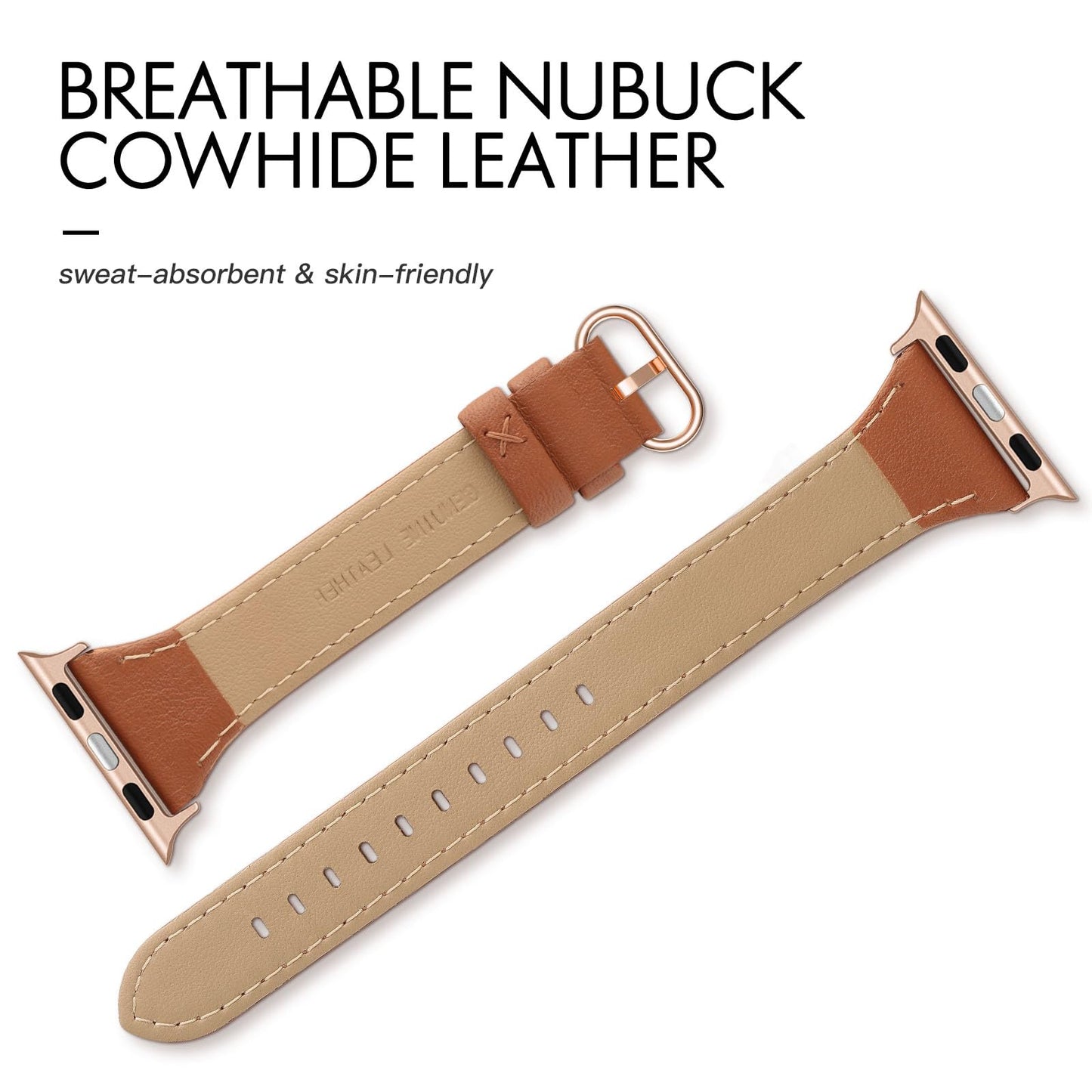 SWEES Slim Leather Band Compatible for Apple Watch 38mm 40mm 41mm 42mm Series 10, Slim Thin Elegant Top Grain Genuine Leather Strap Compatible for iWatch Series 10 9 8 7 6 5 4 3 2 1 SE Women