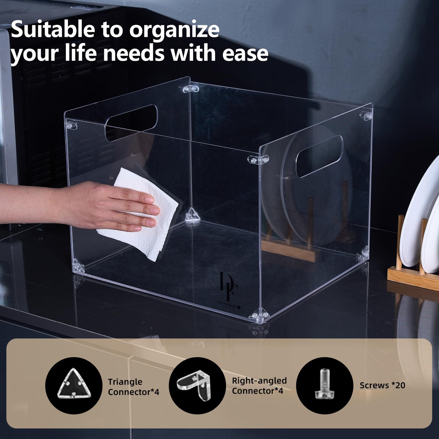 Clear Acrylic File Organizer, with Handles – Easy Assembly Required, Acrylic File Holder for Office, Letter/A4 Documents, Magazines & Binders – Fits Standard 8.5"x11" Paper Perfectly