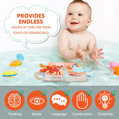 Vicloon Soft Cloth Books 0-6 Months, High Contrast Sensory Baby Toys - Tummy Time, Bath, Crinkle, Squeaky, Washable, Chewable, Non-Toxic, Early Educational