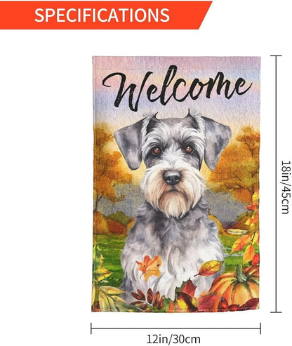 Schnauzer Autumn Pumpkin Fall Dog Garden Flag Welcome Party Outdoor Outside Decorations Picks Home House Garden Yard Decor 12x18 Inch