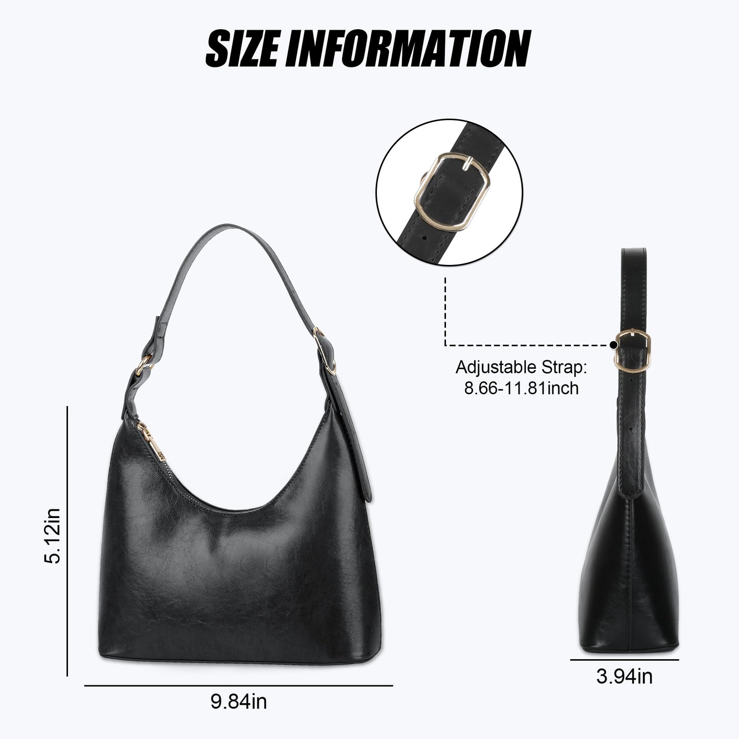 Liziblloy Shoulder Bag for Women Small Retro Vegan Leather Handbags Trendy Purses 2025 Cute Mini Vintage Hobo Underarm Bag,Black